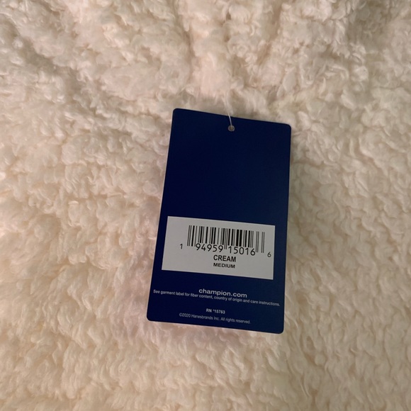 Champion Hoodie Sherpa Teddy: Women’s Medium Cream Pocket Pull Over NWT - Picture 6 of 6